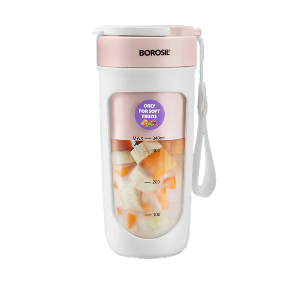 Borosil Nutrisip Portable Blender (40W Low-Noise DC Motor, Pink, BRSPBNUTRISIP)