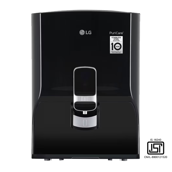 LG 8L RO + Carbon Filter Water Purifier (Stainless Steel Tank , Solid Black, WW132NP)