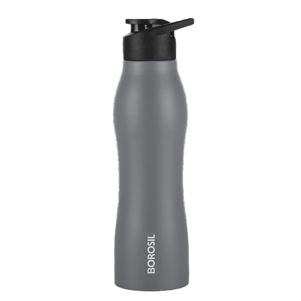 Borosil 750 ml Grip n Sip Stainless Steel Water Bottle (Black, BRSWBGRIPNSIP750ML)
